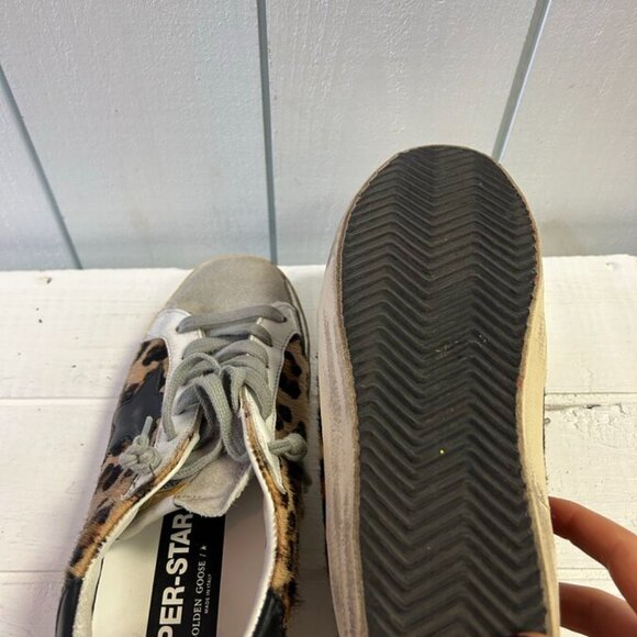 Golden Goose Superstar Distressed Leopard Print Sneakers - Size 37 - Picture 4 of 6